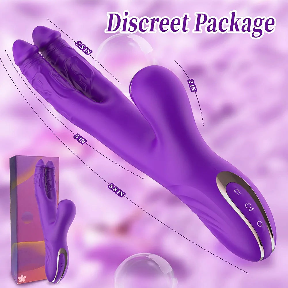Premium 3-in-1 Dual Rabbit Dildo with Multi-Mode Stimulation for G-Spot and Clitoral Pleasure