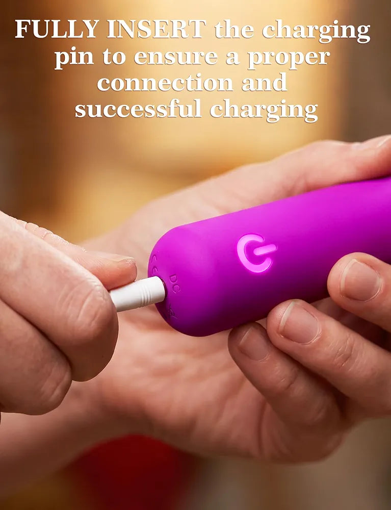 Rechargeable Waterproof Silicone Mini Bullet Vibrator - 10-Mode Purple Lipstick Massager