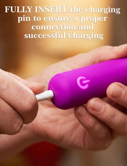 Rechargeable Waterproof Silicone Mini Bullet Vibrator - 10-Mode Purple Lipstick Massager