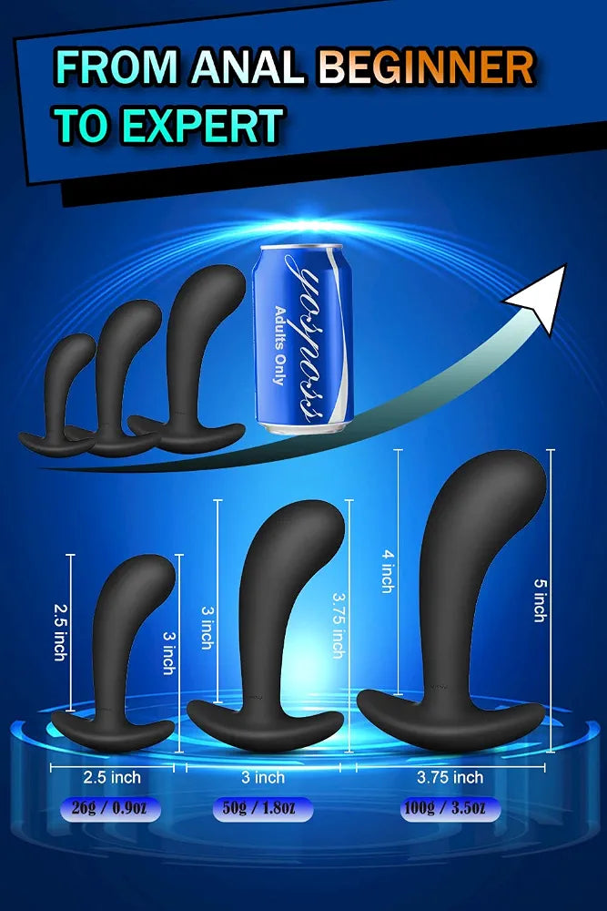 3-Piece Silicone Anal Training Plug Set with Flared Base for Beginners and Advanced Users