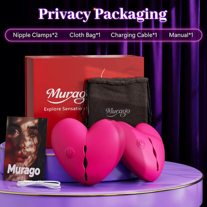 Heart-Shaped App-Controlled Nipple Vibrator and Clamps