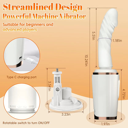 Smart Heating Thrusting Dildo Machine with 7 Vibration Modes and Suction Cup Base for Couples