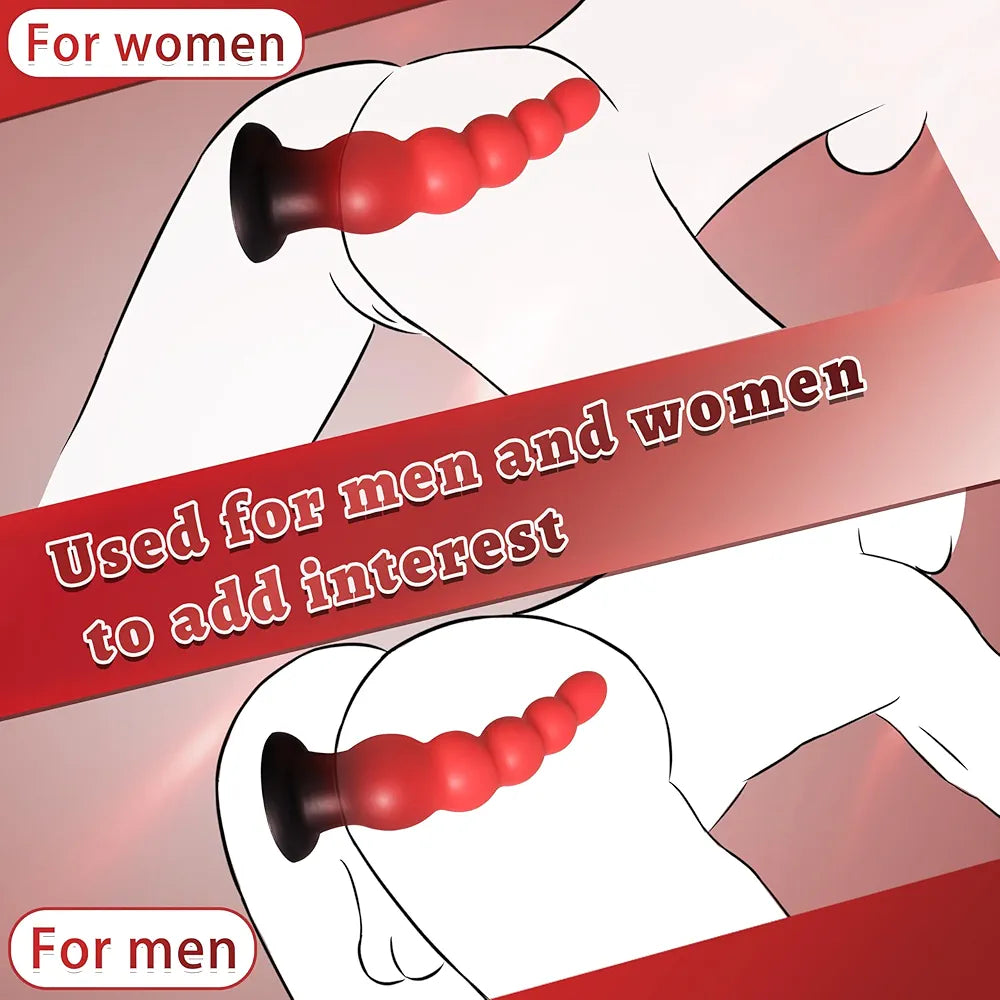 Premium 7-Inch Silicone Progressive Anal Bead Trainer with Suction Base