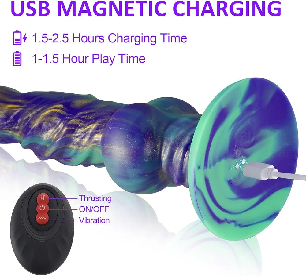 Remote-Controlled Realistic Fantasy Thrusting Vibrator with Suction Base