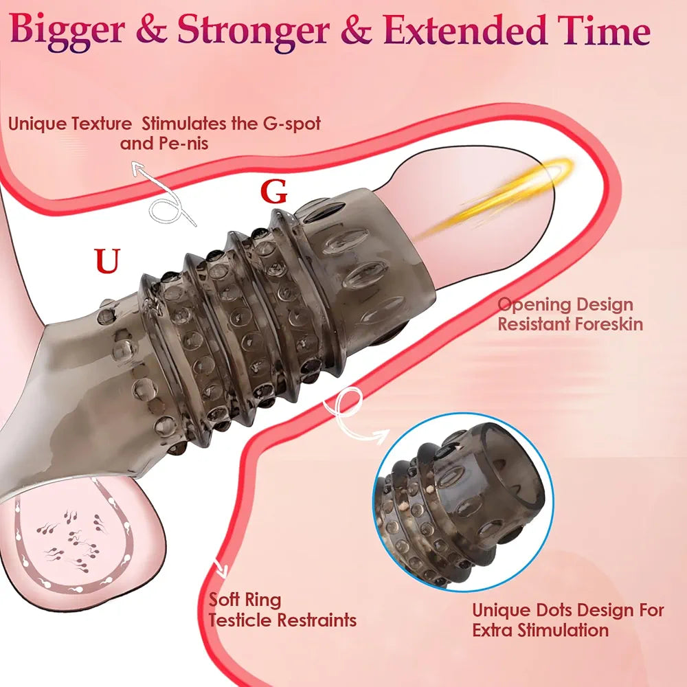 5-Piece Silicone Penis Sleeve and Cock Ring Set for Enhanced Performance and Girth