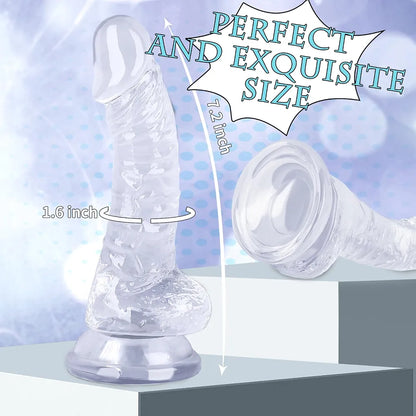 7-Inch Realistic Soft Silicone Dildo with Suction Cup, Beginner-Friendly Anal and G-Spot Stimulator