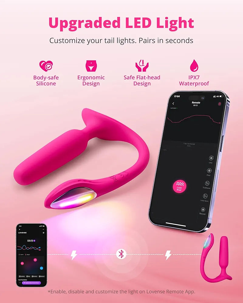 Lush 3 App-Controlled Waterproof Anal Vibrator with LED