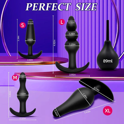 5-Piece Graduated Silicone Anal Training Plug Set for Beginners and Advanced Users