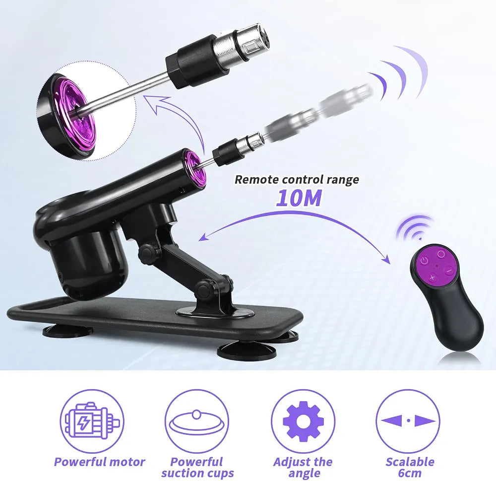 Automatic Thrusting Dildo Machine with Remote Control and 3XLR Attachments