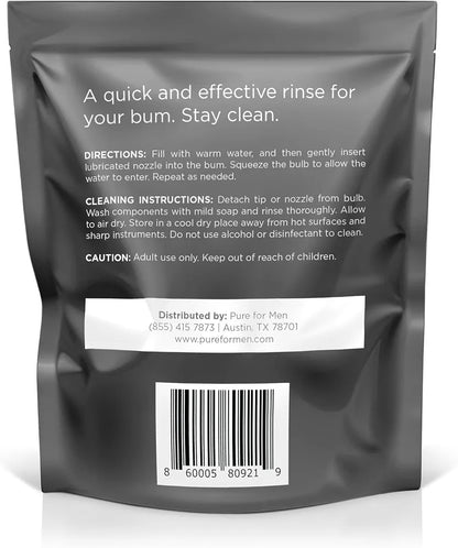 Pure for Men Bum Bulb: 3 oz Reusable Anal Douche and Enema Kit with Detachable Tip