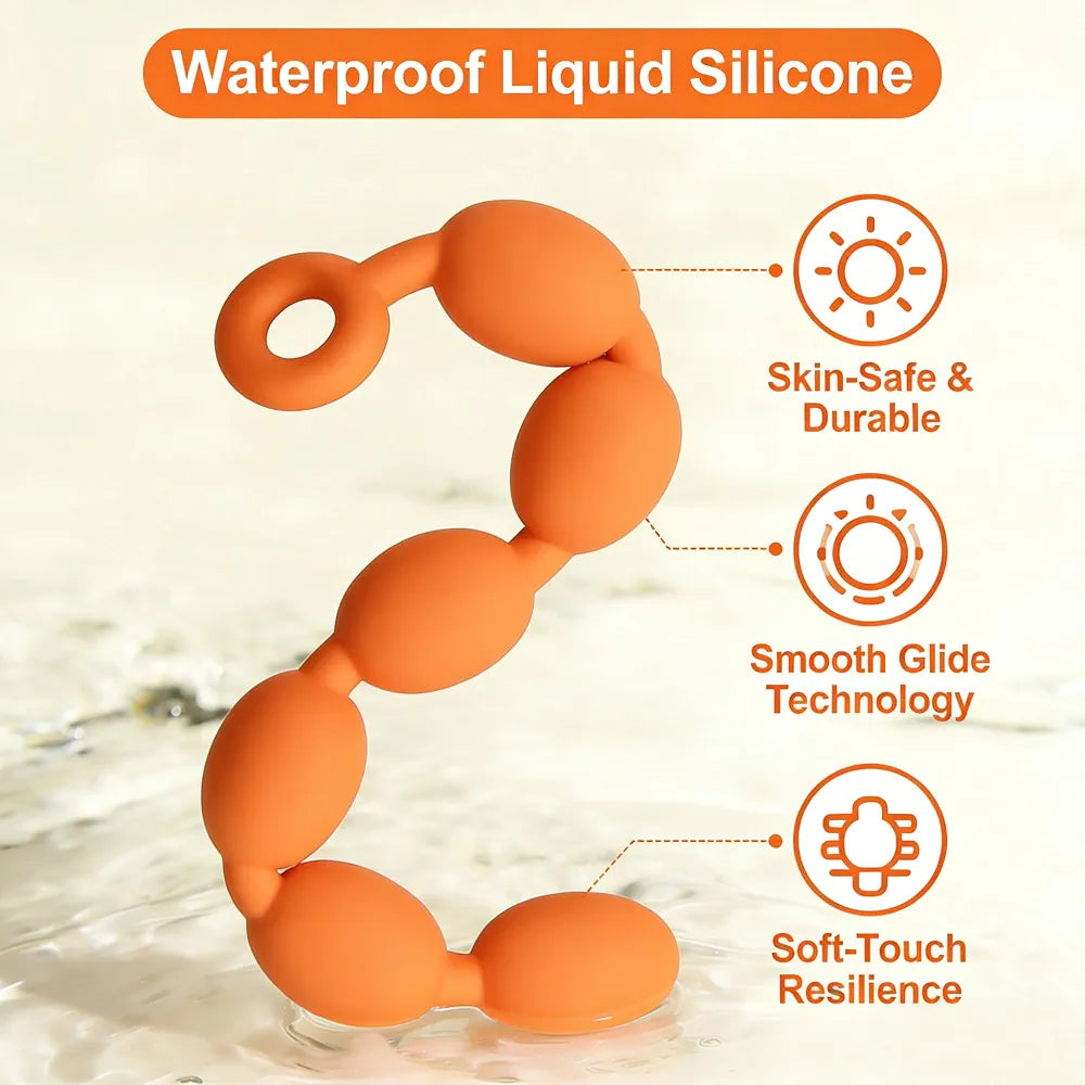 Premium Extra-Long Silicone Anal Beads with Pull Ring for Prostate Stimulation and Couples Play
