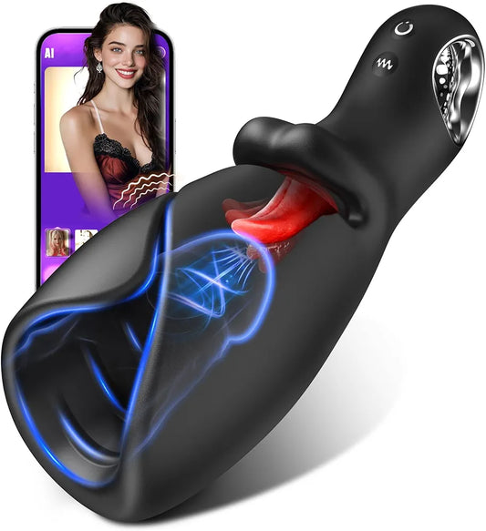 EINSEO Smart App-Controlled Male Masturbator with Tongue Licking and 10 Vibration Modes