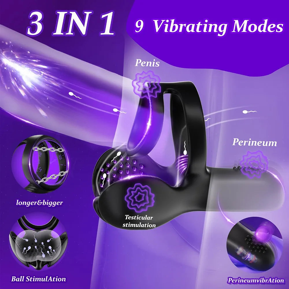 Premium App-Controlled Silicone Vibrating Cock Ring with Dual Stimulation