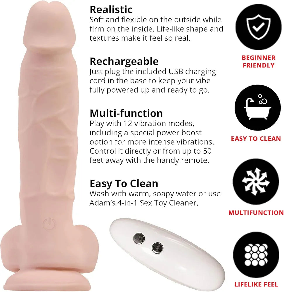 Adam & Eve Rechargeable Realistic Thrusting Dildo with Remote Control and Suction Base