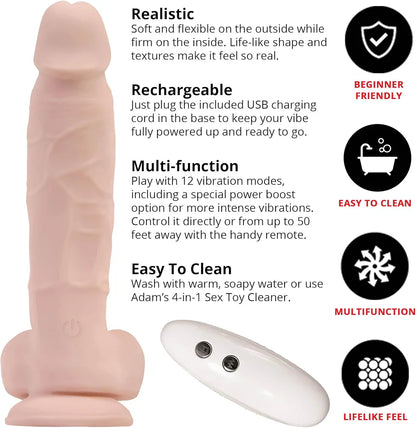Adam & Eve Rechargeable Realistic Thrusting Dildo with Remote Control and Suction Base
