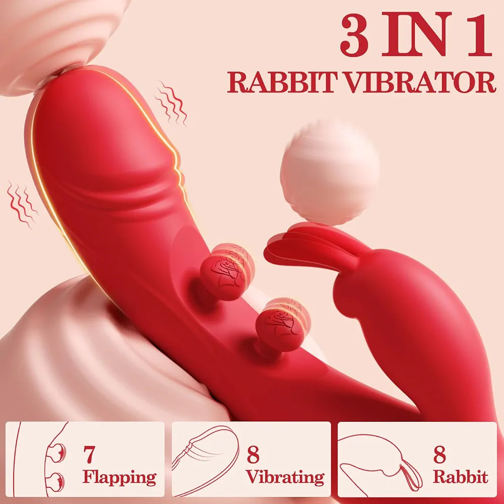 Dual-Stimulation Rabbit Vibrator with 7 Flapping and 16 Vibration Modes for Clitoral and G-Spot Pleasure