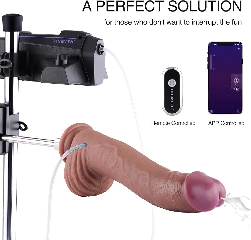 Hismith Squirting Dildo & Lube Launcher 2.0 Pro Set with App, Remote, and Dual Ejaculating Attachments