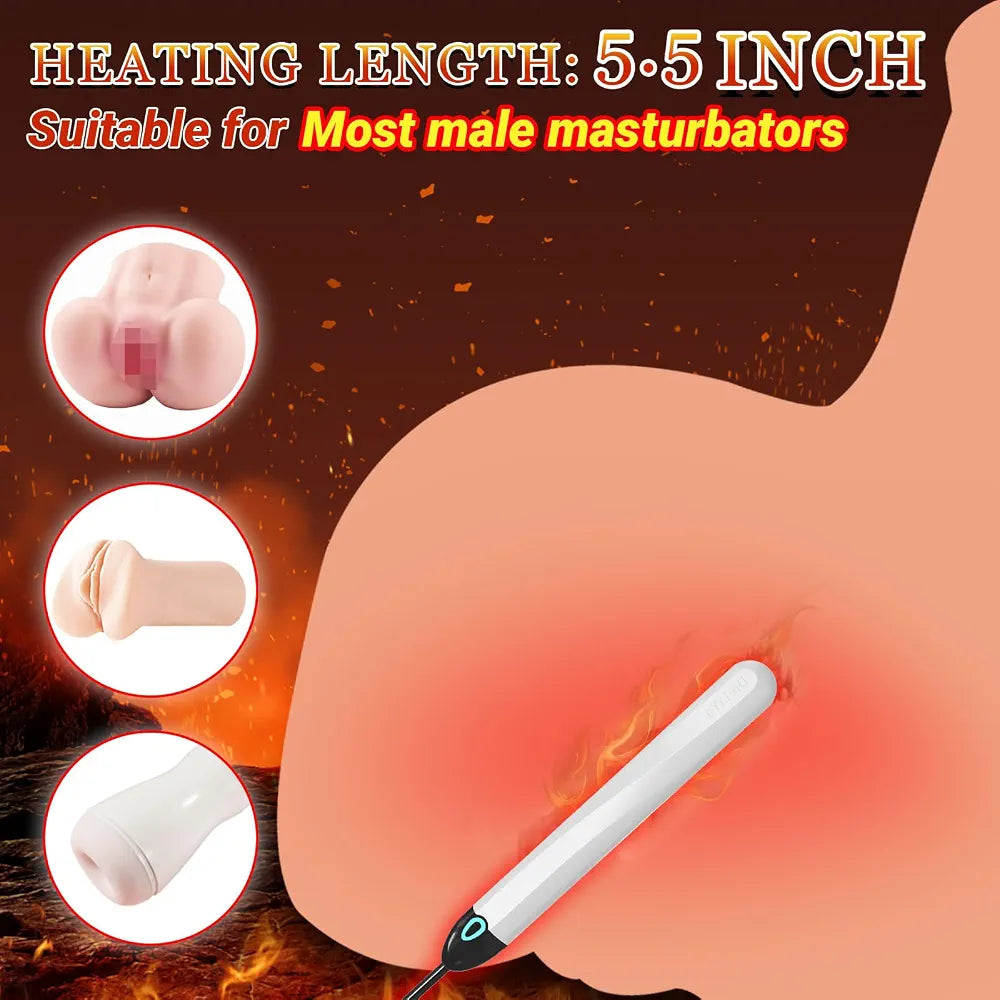 USB-Powered Intelligent Heating Rod for Masturbators and Sex Dolls with Auto-Temperature Control