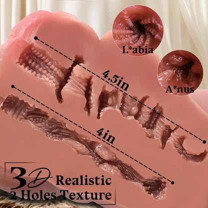 Lifelike 3.3LB Brown BBW Torso Male Masturbator with Dual Textured Vagina and Anal Channels