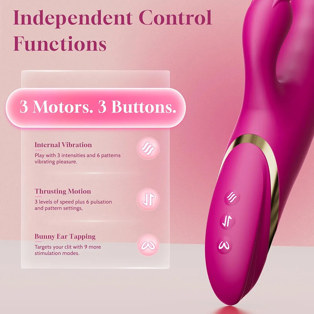 Dual-Action Thrusting Rabbit Vibrator with Clitoral Stimulator and G-Spot Stimulation