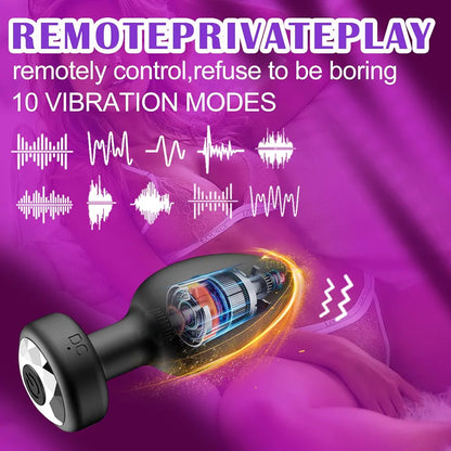 4-Piece Silicone Anal Training Kit with Remote-Controlled 10-Frequency Vibrating Butt Plugs