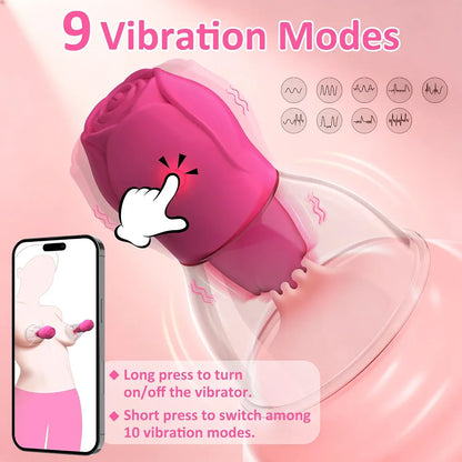 App-Controlled Nipple and Clitoral Suction Vibrator with Hand Pump