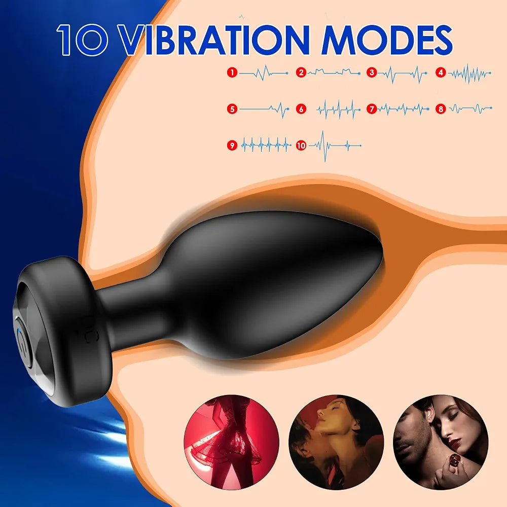 Oreyurt 10-Mode Remote Controlled Silicone Butt Plug Vibrator and Prostate Massager Training Kit - Black