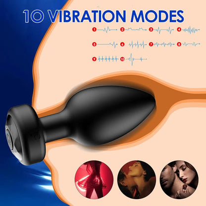 Premium Silicone Remote-Controlled Vibrating Butt Plug Training Set with 10 Modes