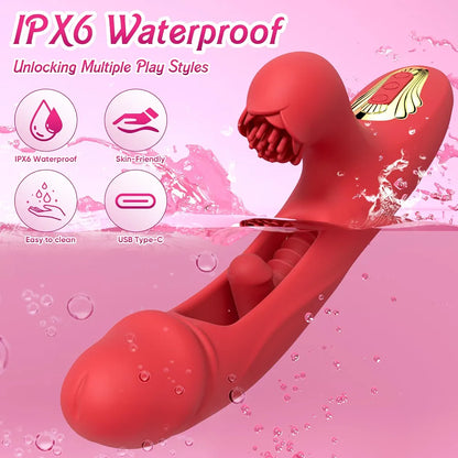 Dual-Stimulation Rabbit Vibrator with Realistic Texture and G-Spot Thrusting Function