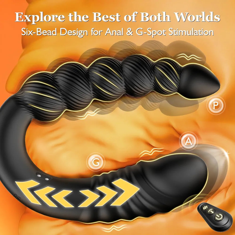 14-Inch Remote-Controlled Thrusting G-Spot Vibrator and Anal Bead Set