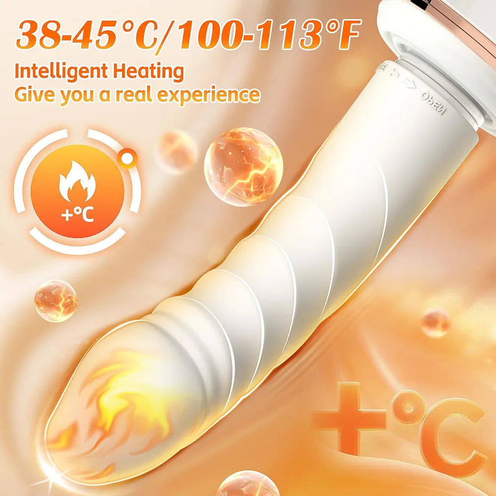 Smart Heating Thrusting Dildo Machine with 7 Vibration Modes and Suction Cup Base for Couples