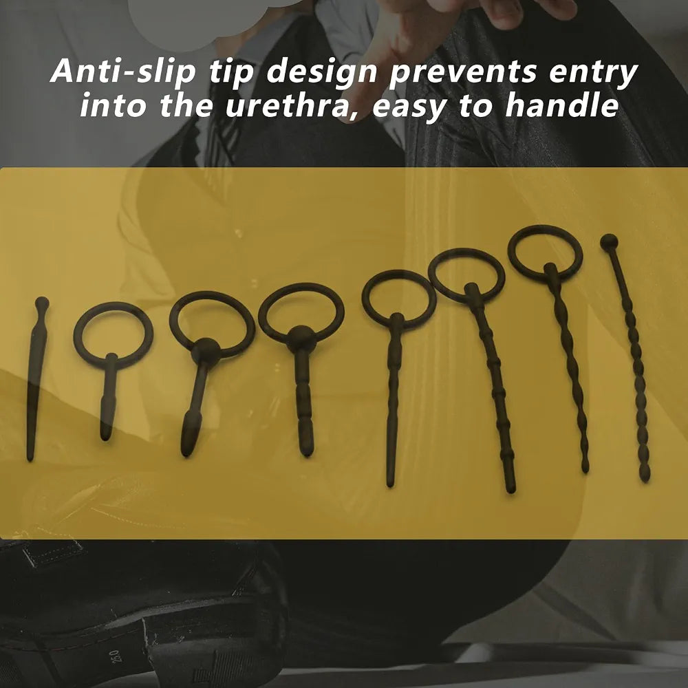 8-Piece Silicone Urethral Dilator and Penis Plug Set for Male Stimulation