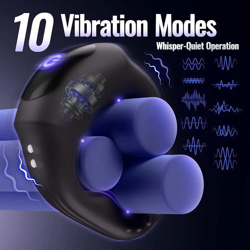 Premium App-Controlled Silicone Vibrating Penis Ring with 10 Vibration Modes for Enhanced Male Performance