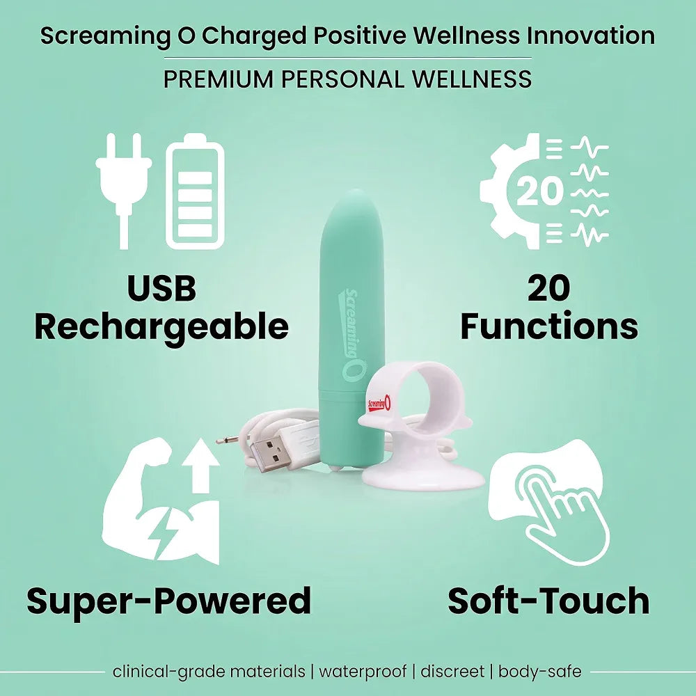 Screaming O Rechargeable Bullet Vibrator for Women - Kiwi