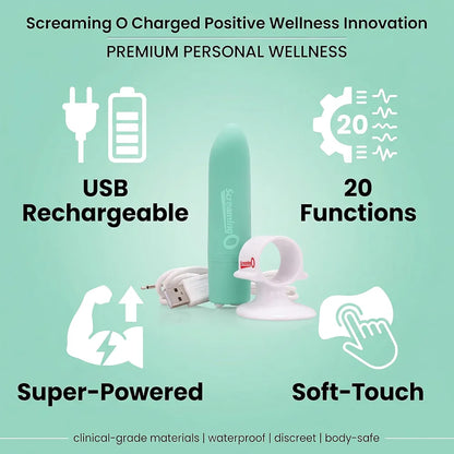 Screaming O Rechargeable Bullet Vibrator for Women - Kiwi