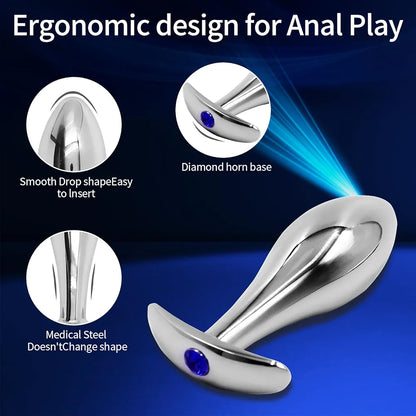 3-Piece Jewel Anal Plug Starter Kit for Beginners - Blue