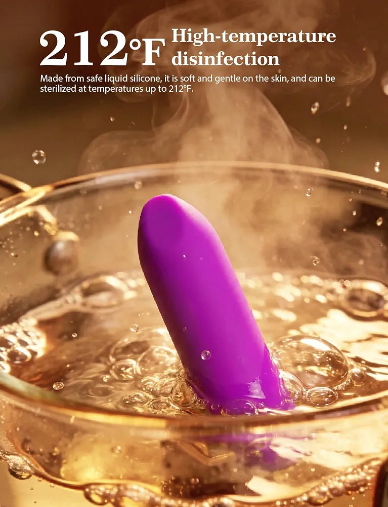 Rechargeable Waterproof Silicone Mini Bullet Vibrator - 10-Mode Purple Lipstick Massager