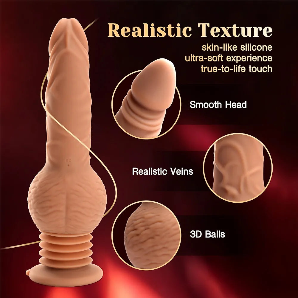 Tracy's Dog 9.29" Realistic Silicone Strap-On Dildo Vibrator with 10 Vibration and 3 Bouncing Modes for Anal Stimulation