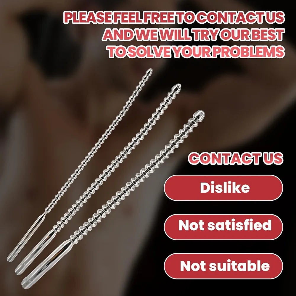 304 Stainless Steel Urethral Sound with Suction Cup - Male Stimulation Toy