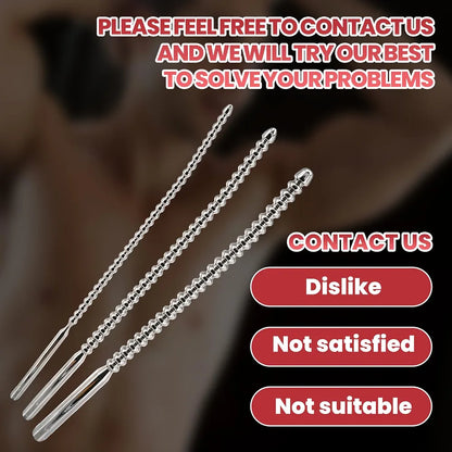 304 Stainless Steel Urethral Sound with Suction Cup - Male Stimulation Toy