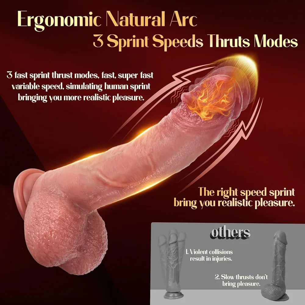 Mrgras 8.5-Inch Realistic Thrusting Dildo Vibrator with Suction Cup, 3 Pulsation and 5 Vibration Modes, Liquid Silicone