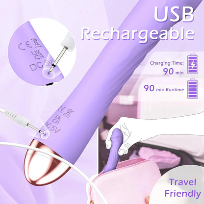 Erncuuc Rechargeable Silicone Dildo Vibrator with 10 Modes and Waterproof Design