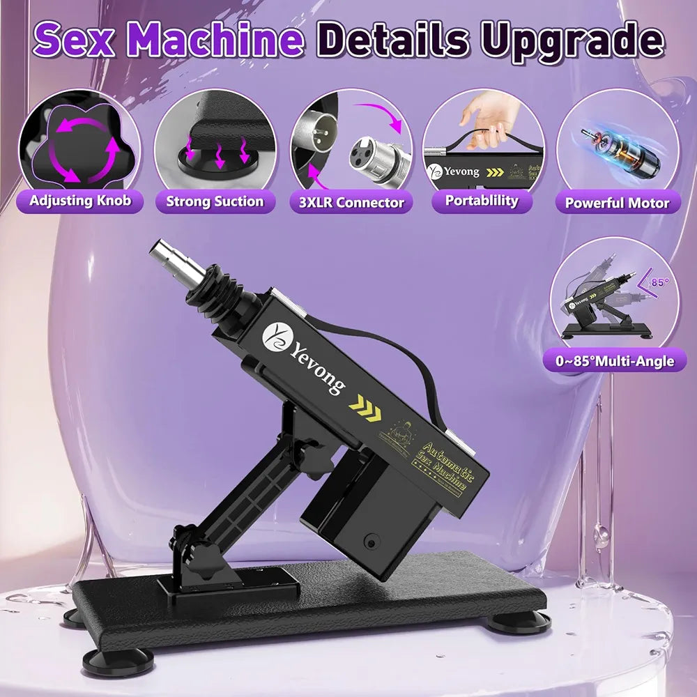 Automatic Thrusting Dildo Machine with Suction Cup and 8 Interchangeable Attachments for Women