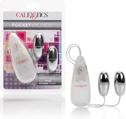 CalExotics Pocket Exotics Dual-Motor Vibrating Silver Bullet Massager