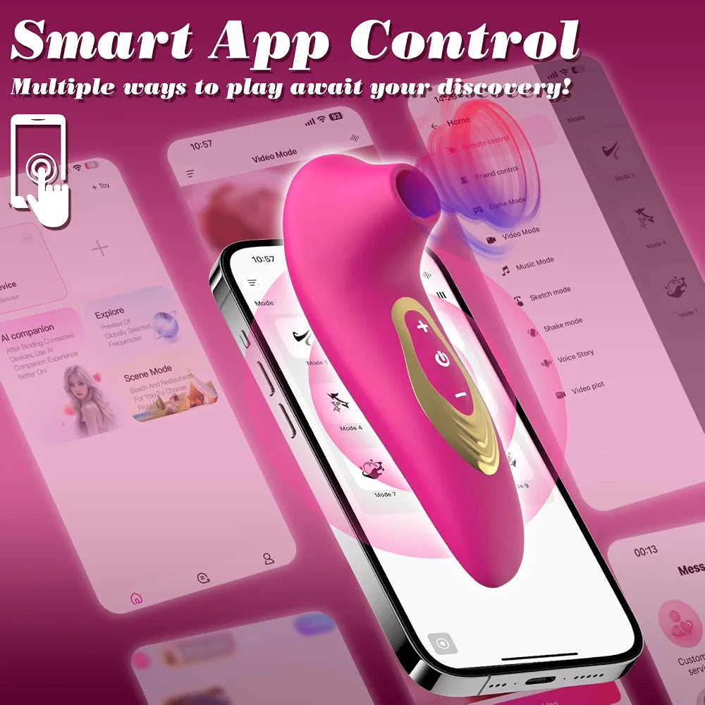 Rechargeable App-Controlled Clitoral and G-Spot Suction Stimulator