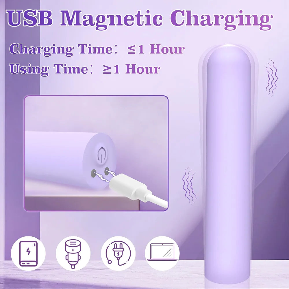 Toyfary Waterproof Mini Bullet Vibrator - 10-Mode Rechargeable Silicone Finger Massager for G-Spot, Nipple, and Anal Stimulation
