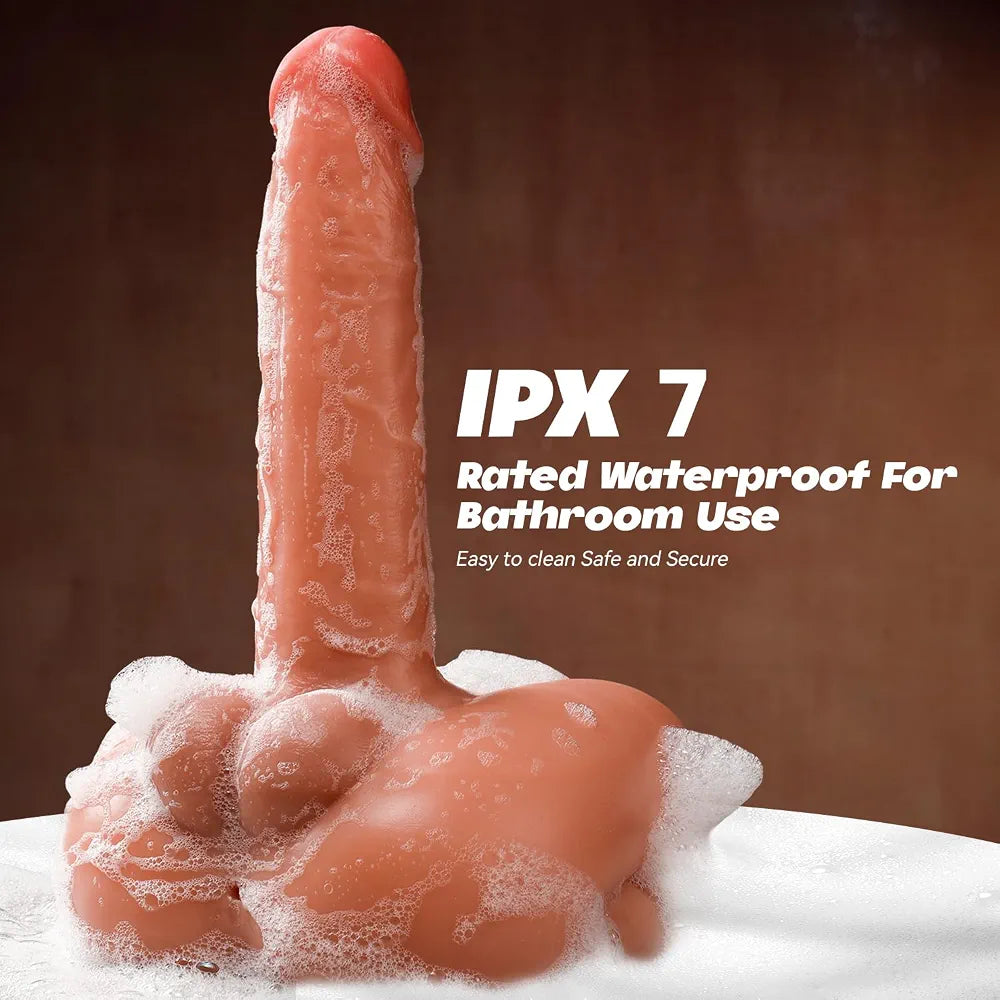 Realistic Hands-Free Thrusting & Vibrating Dildo Machine with 7 Modes for Dual G-Spot and Anal Stimulation