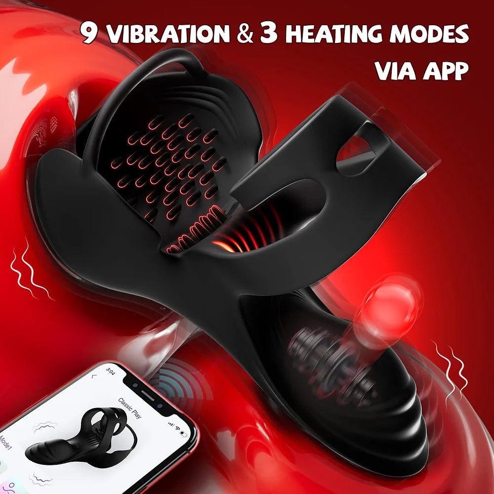KUSHOR Smart App-Controlled Vibrating & Heating Penis Ring for Enhanced Performance