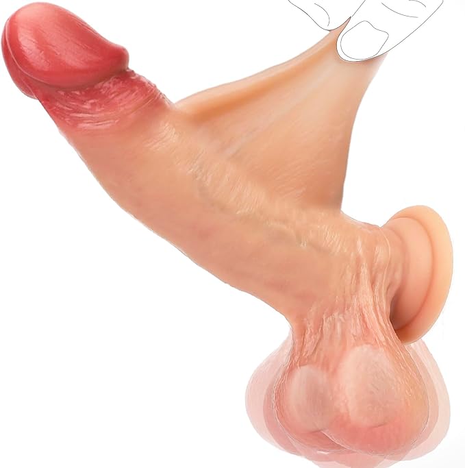 9.05" Realistic Liquid Silicone Dildo with Suction Cup and Swinging Balls
