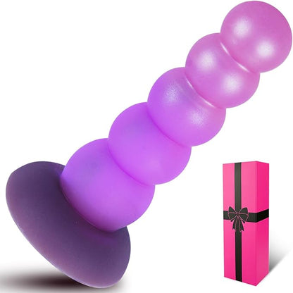 Silicone Realistic Anal Beads with Suction Cup - Flexible Prostate and G-Spot Stimulator